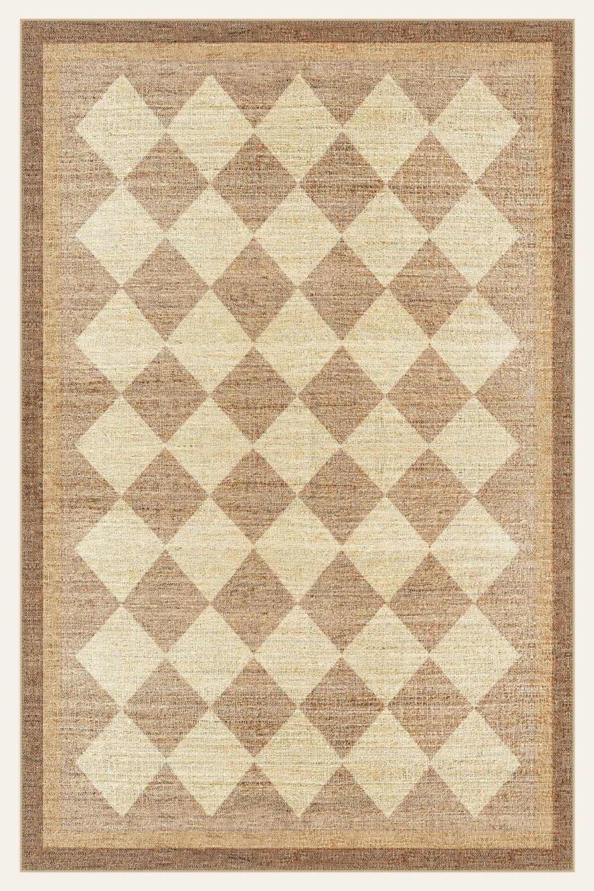 Tapis lavable Harlequin Sand, un treillis de losanges répété, adapté à un chemin étroit