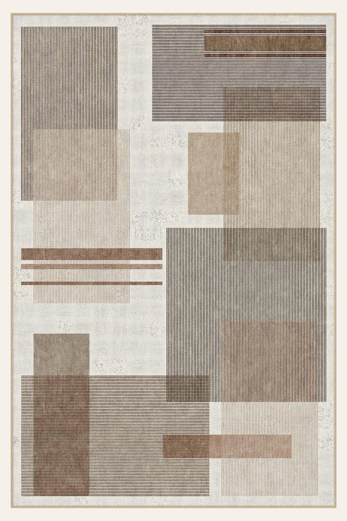 Mid-Century Patch washable rug, blocks of muted colour in a mid-century arrangement
