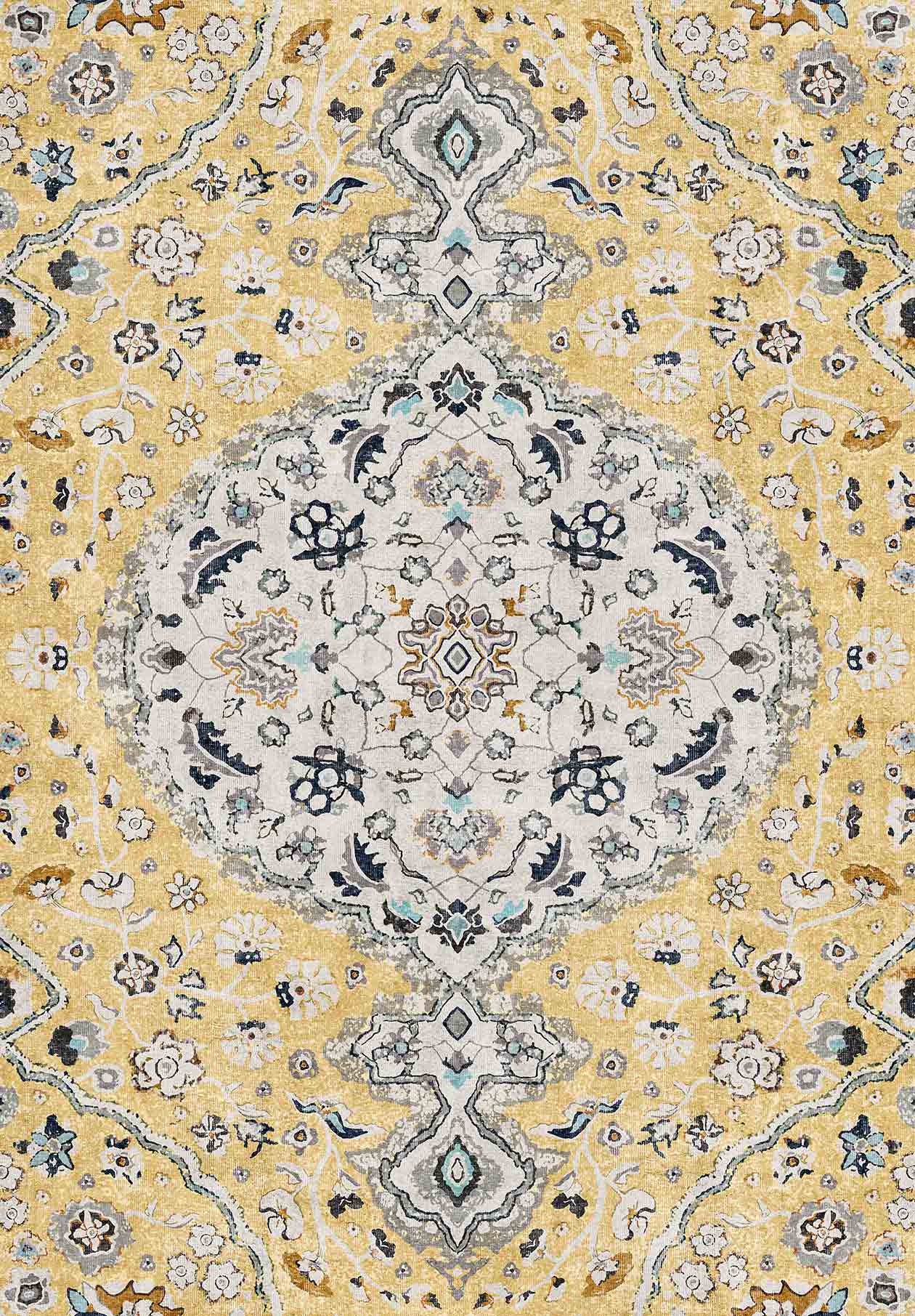 Golden Medallion - Washable Rug - RP2021 (Custom Size)