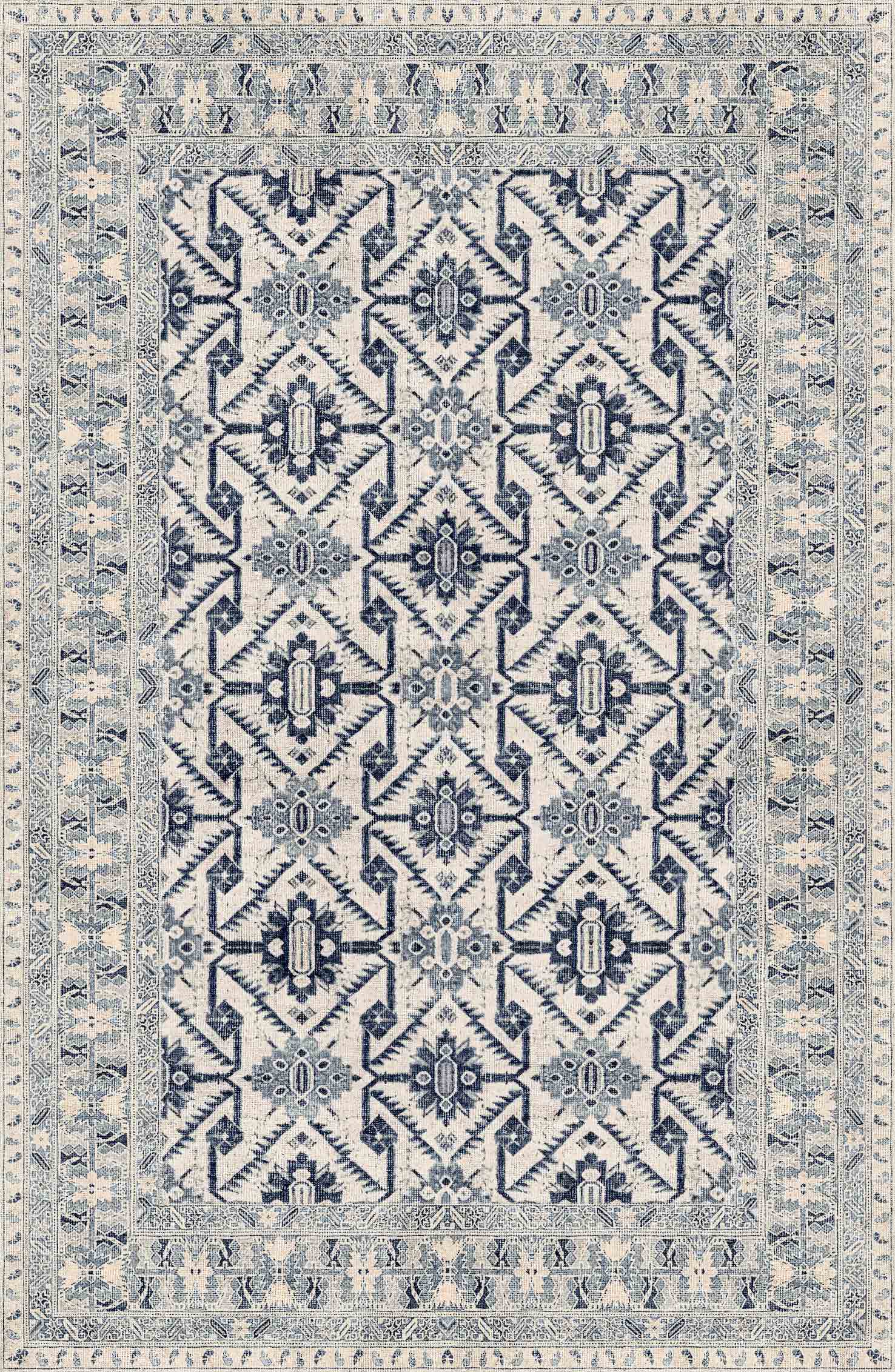 Indigo Trellis - Washable Rug - RP2036 (Custom Size)