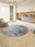 Aegean Wash Grey round washable area rug, machine washable low-pile cotton blend