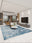 Aegean Wash Navy washable area rug in a styled room, rectangular, low-pile cotton blend