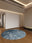 Aegean Wash Navy round washable area rug, machine washable low-pile cotton blend