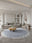 Harbor Check round washable area rug, machine washable low-pile cotton blend