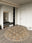 Honeycomb Tribe round washable area rug, machine washable low-pile cotton blend