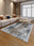 Indigo Storm rectangular washable rug styled in a modern living space