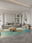Lagoon Mist washable area rug in a styled room, rectangular, low-pile cotton blend