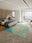 Lagoon Mist rectangular washable rug styled in a modern living space