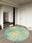 Lagoon Mist round washable area rug, machine washable low-pile cotton blend