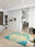 Lagoon Mist square washable area rug with non-slip backing, machine washable