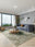 Moss Stone washable area rug in a styled room, rectangular, low-pile cotton blend