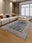 Navy Rosette machine washable rectangular area rug with non-slip backing