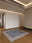 Navy Rosette square washable area rug with non-slip backing, machine washable