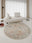 Pastel Anatolia round washable area rug, machine washable low-pile cotton blend