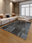 Patchwork Noir rectangular washable rug styled in a modern living space