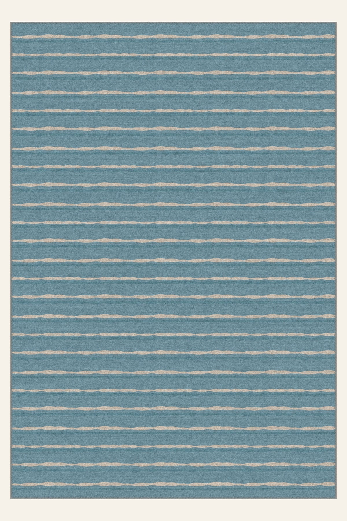 Tapis lavable Brush Ribbon Dusty Teal, forme rectangulaire, vu de dessus