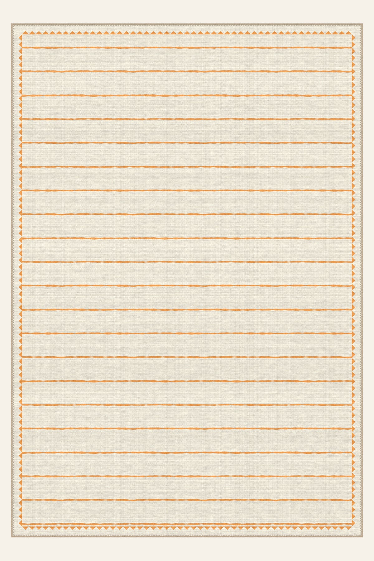 Tapis lavable Sawtooth Ledger Tangerine, forme rectangulaire, vu de dessus