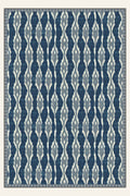 Ikat Spindle Indigo washable rug, rectangle shape, top view