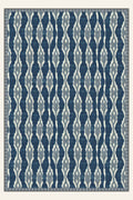 Tapis lavable Ikat Spindle Indigo, forme rectangulaire, vu de dessus