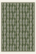 Ikat Spindle Moss Green washable rug, rectangle shape, top view