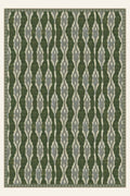 Ikat Spindle Moss Green washable rug, rectangle shape, top view