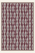 Ikat Spindle Mulberry washable rug, rectangle shape, top view