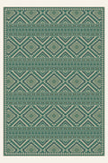 Lozenge Kilim Teal washable rug, rectangle shape, top view