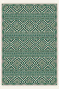 Tapis lavable Lozenge Kilim Teal, forme rectangulaire, vu de dessus