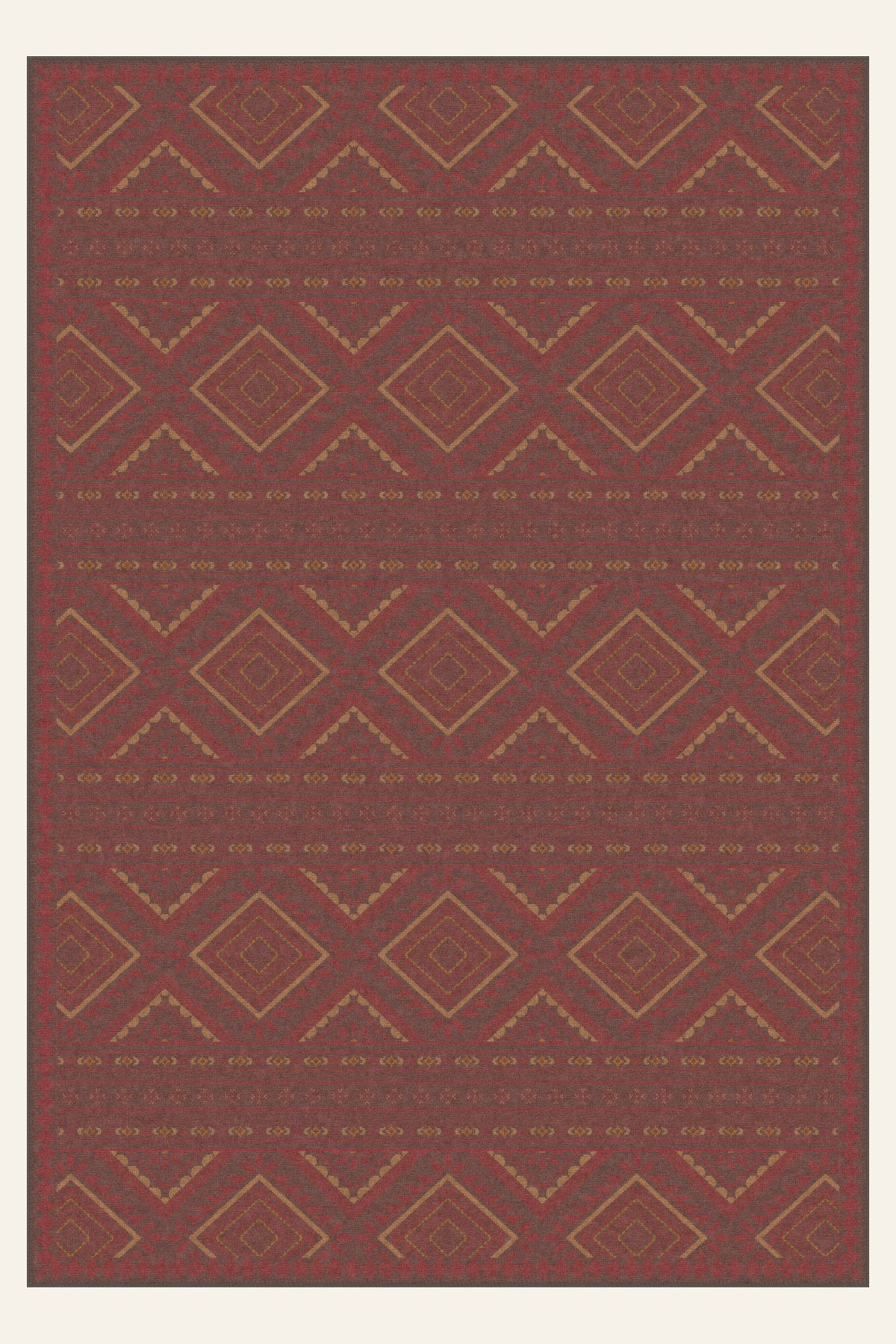 Alfombra lavable Lozenge Kilim Brick, forma rectangular, vista superior