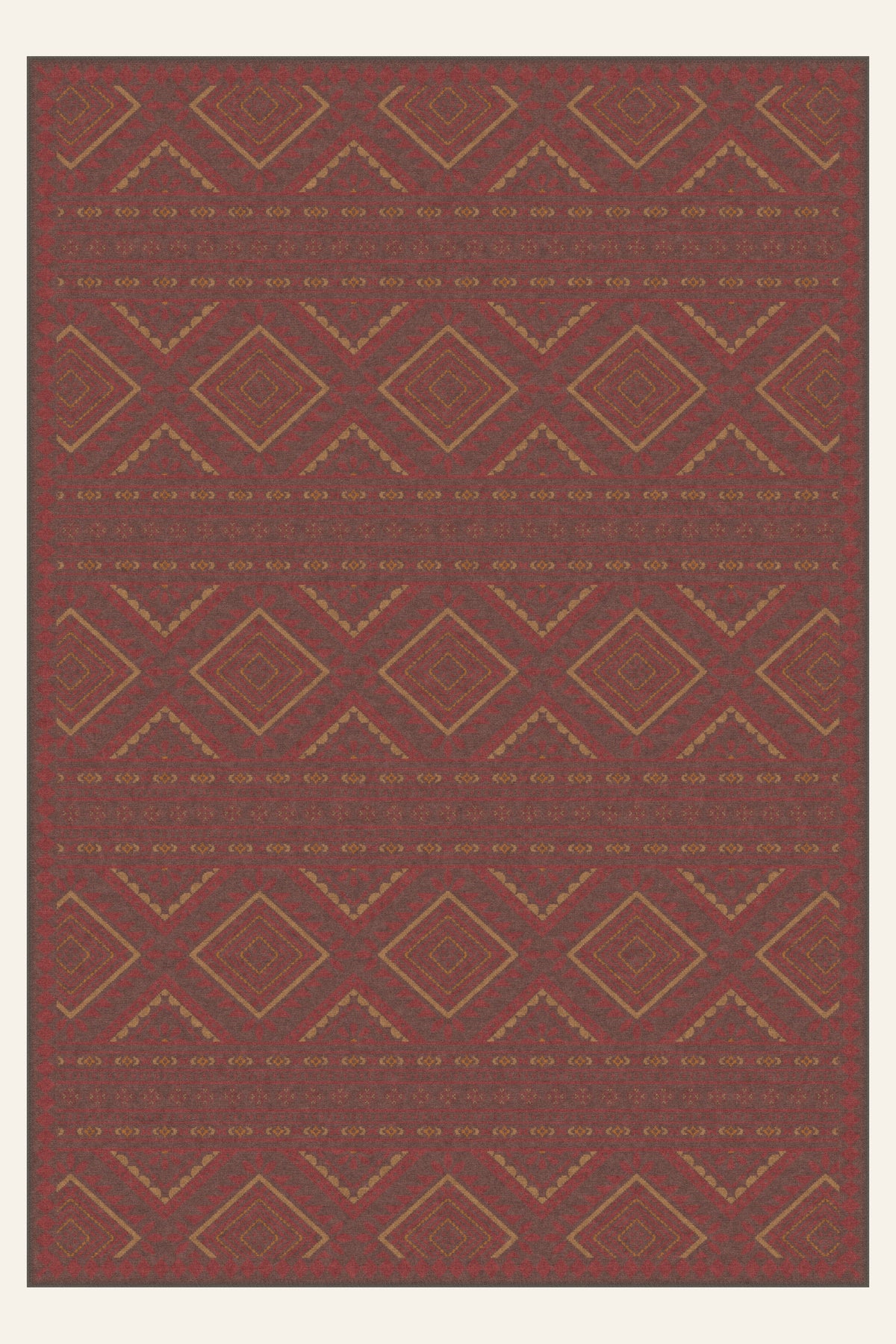 Alfombra lavable Lozenge Kilim Brick, forma rectangular, vista superior