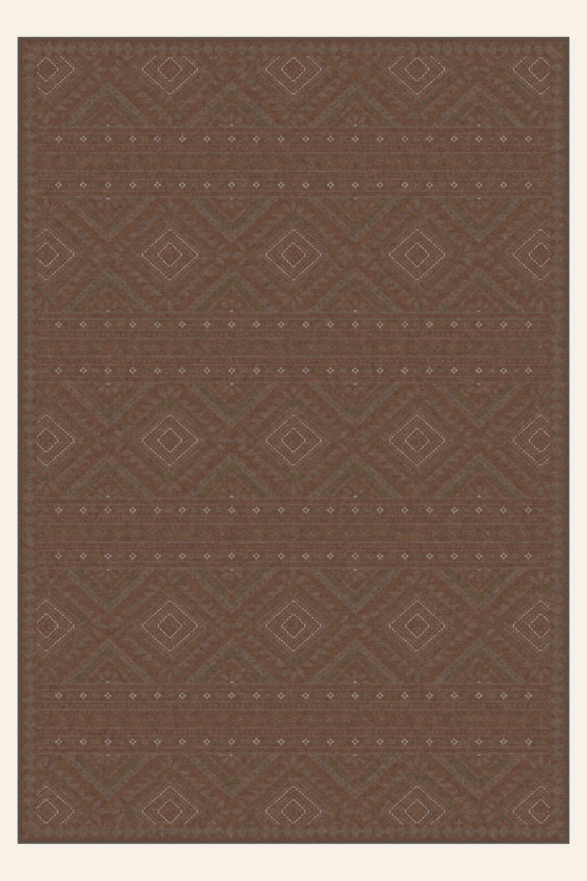 Alfombra lavable Lozenge Kilim Cocoa, forma rectangular, vista superior