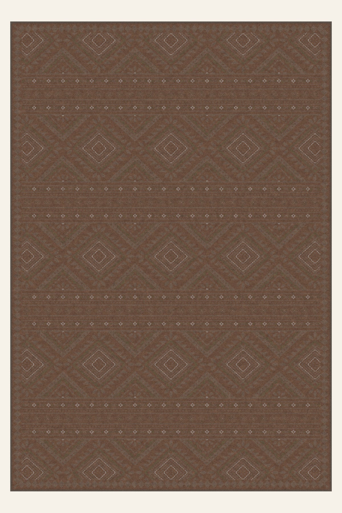 Tappeto lavabile Lozenge Kilim Cocoa, forma rettangolare, vista dall'alto