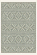 Lozenge Kilim Sage Gray washable rug, rectangle shape, top view