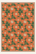 Tapis lavable Mod Petal Tangerine, forme rectangulaire, vu de dessus