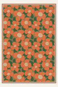 Mod Petal Tangerine washable rug, rectangle shape, top view