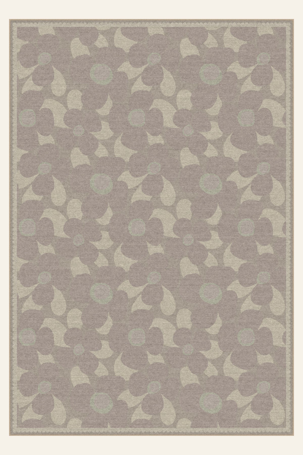 Tapis lavable Mod Petal Taupe, forme rectangulaire, vu de dessus