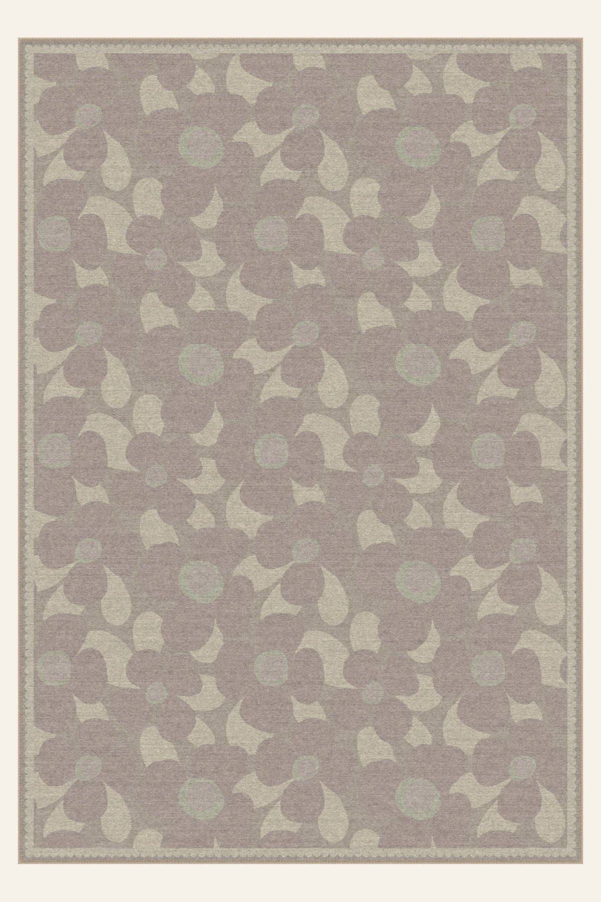 Mod Petal Taupe washable rug, rectangle shape, top view