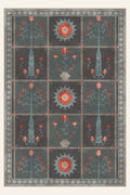 Alfombra lavable Folk Orchard Slate Blue, forma rectangular, vista superior