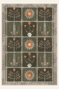 Tappeto lavabile Folk Orchard Olive, forma rettangolare, vista dall'alto