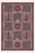 Folk Orchard Mauve washable rug, rectangle shape, top view