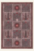 Alfombra lavable Folk Orchard Mauve, forma rectangular, vista superior
