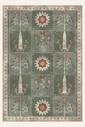 Alfombra lavable Folk Orchard Sage, forma rectangular, vista superior