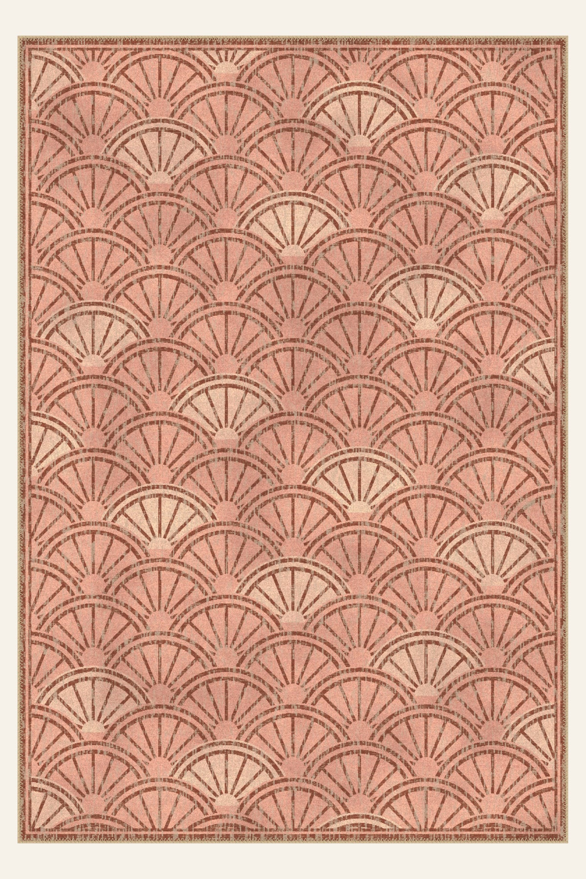 Deco Fan Coral washable rug, rectangle shape, top view
