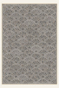 Deco Fan Charcoal washable rug, rectangle shape, top view