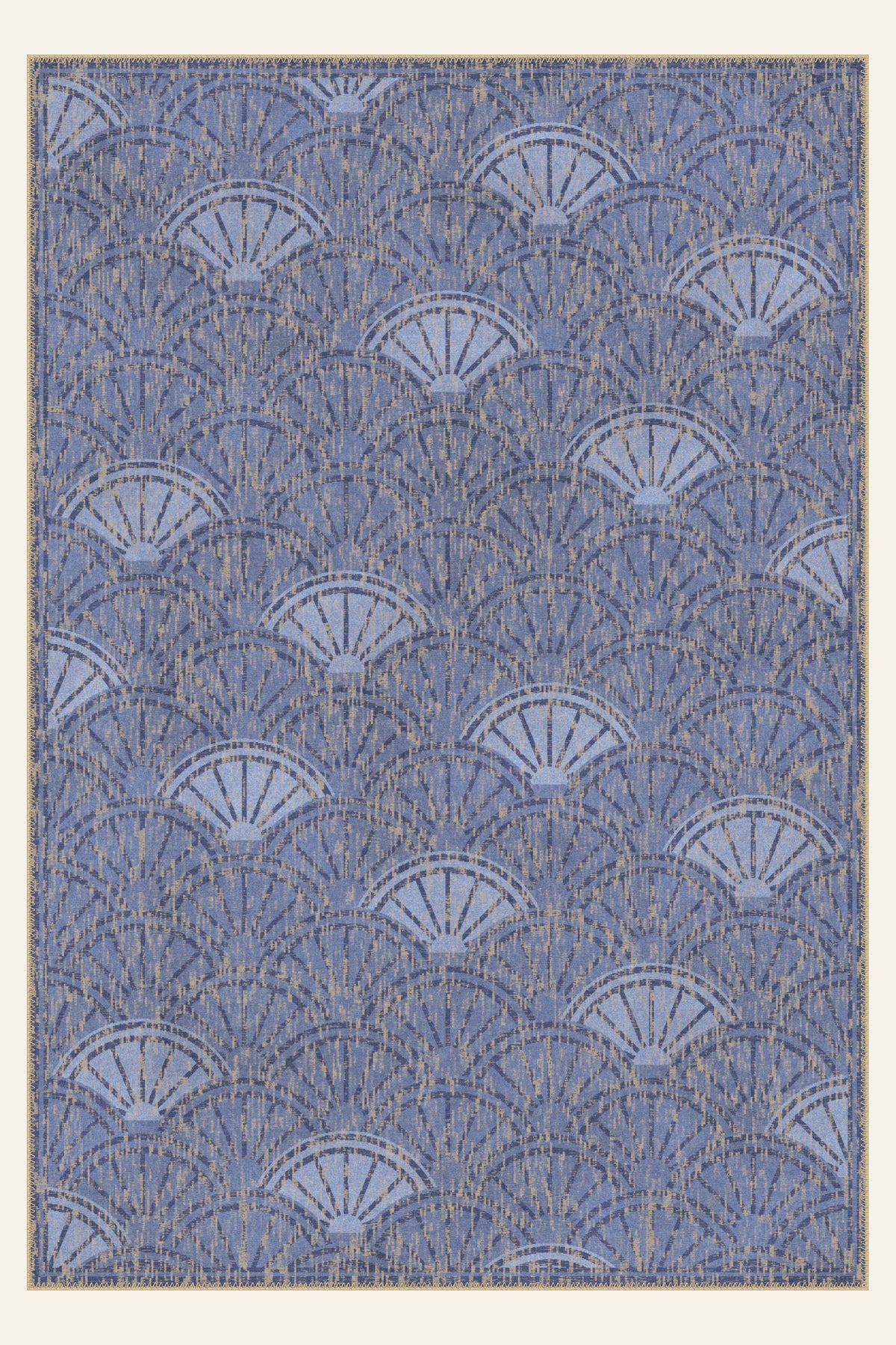 Alfombra lavable Deco Fan Periwinkle, forma rectangular, vista superior