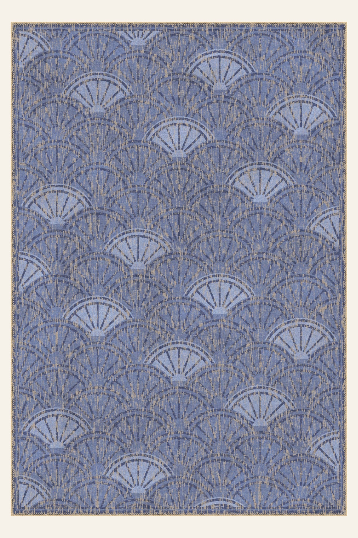 Tappeto lavabile Deco Fan Periwinkle, forma rettangolare, vista dall'alto