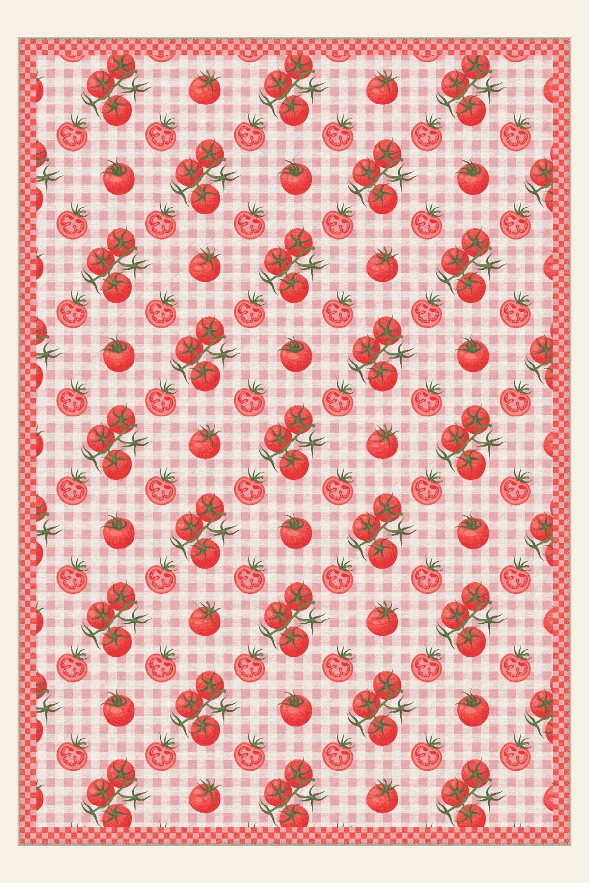 Tapis lavable Tomato Picnic Scarlet, forme rectangulaire, vu de dessus