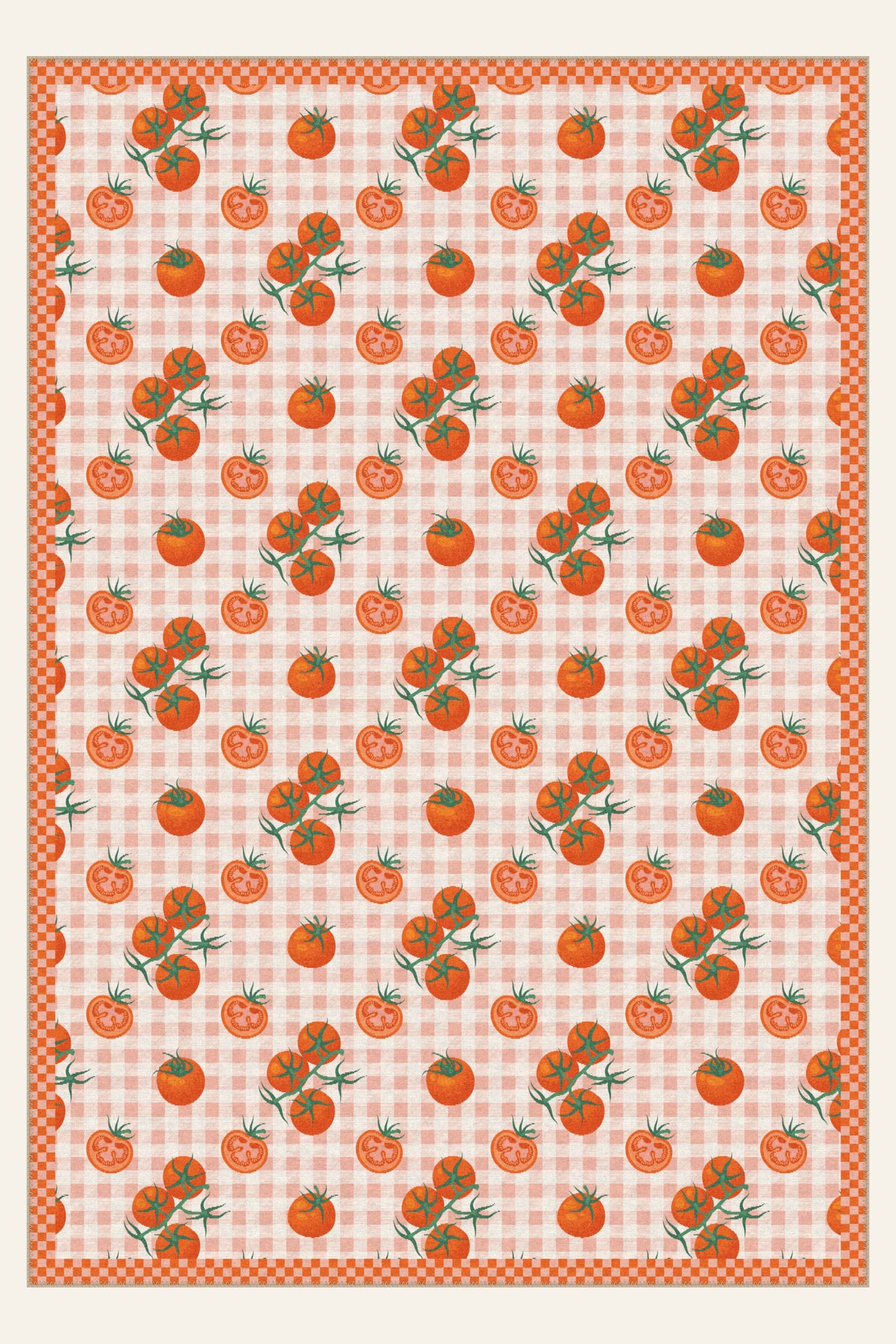 Alfombra lavable Tomato Picnic Tangerine, forma rectangular, vista superior