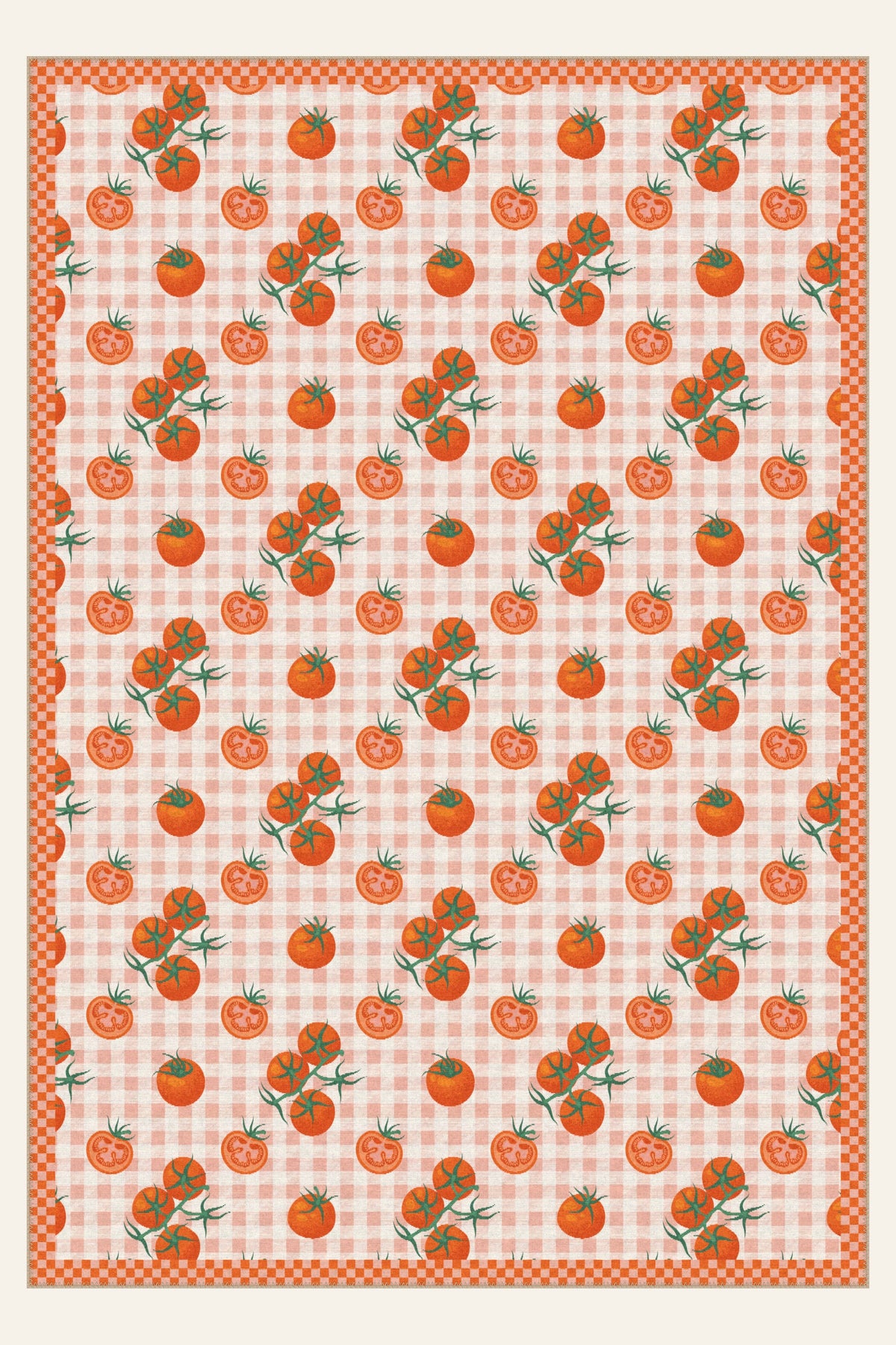 Alfombra lavable Tomato Picnic Tangerine, forma rectangular, vista superior