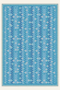 Tapis lavable Scallop Cascade Ocean Blue, forme rectangulaire, vu de dessus